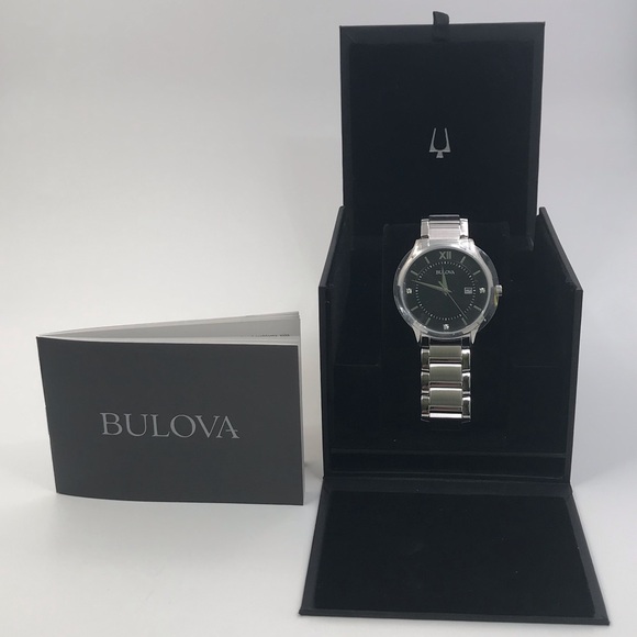 Bulova Men's Diamond Accents Black Dial Watch NEW - Picture 3 of 8